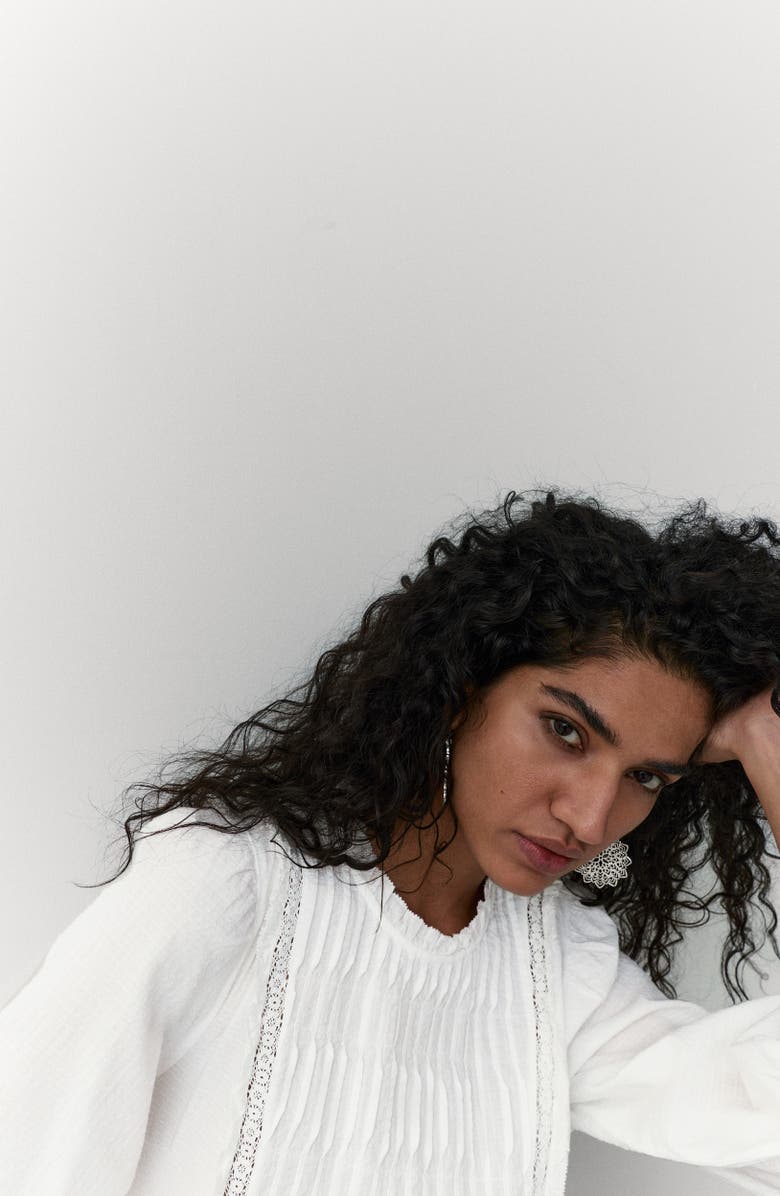 PER UNA BY M&S Pleated Ruffle Trim Cotton Peplum Top, Alternate, color, Soft White