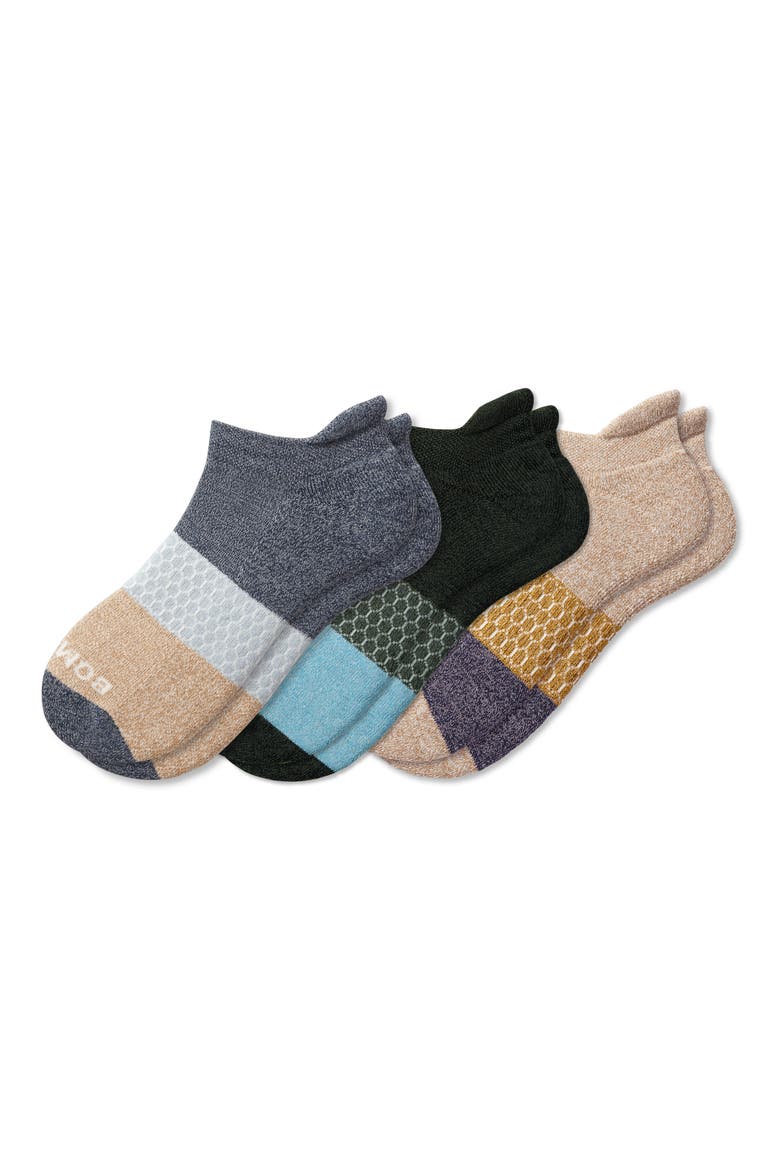 Tri Block Assorted 3-Pack Ankle Socks, Main, color, METEOR MIX