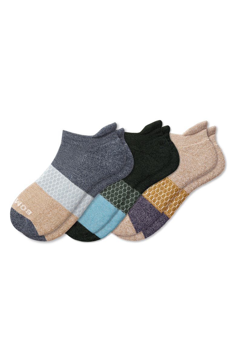 Bombas Tri Block Assorted 3-Pack Ankle Socks, Main, color, 