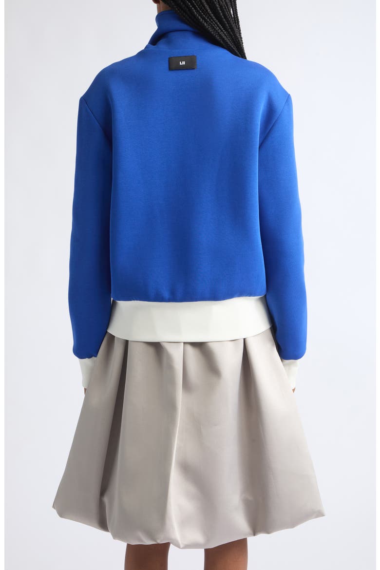 Reversible High Neck Jersey Jacket, Alternate, color, WHITE/ BLUE