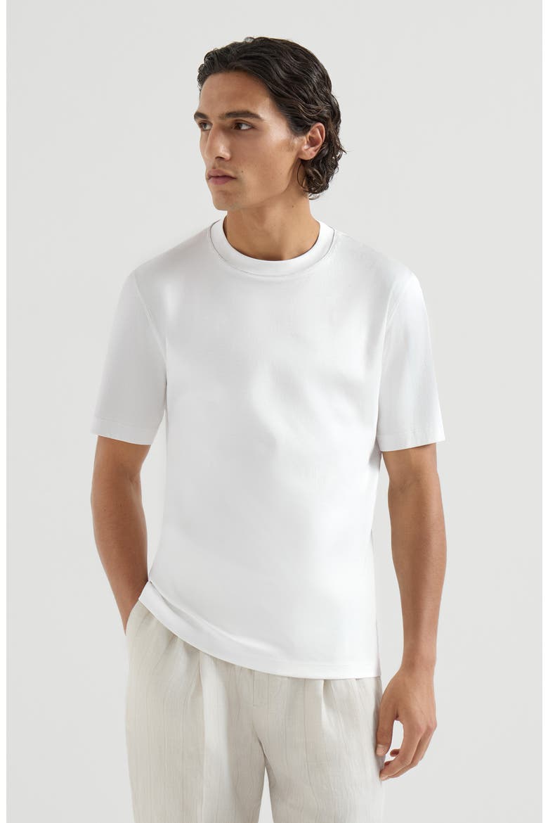 Cotton jersey T-shirt with piping, Main, color, White