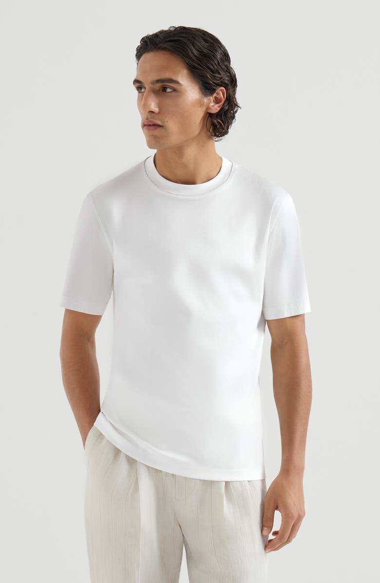 Brunello Cucinelli Cotton jersey T-shirt with piping, Main, color, White