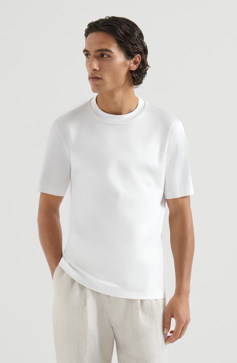 Cotton jersey T-shirt with piping