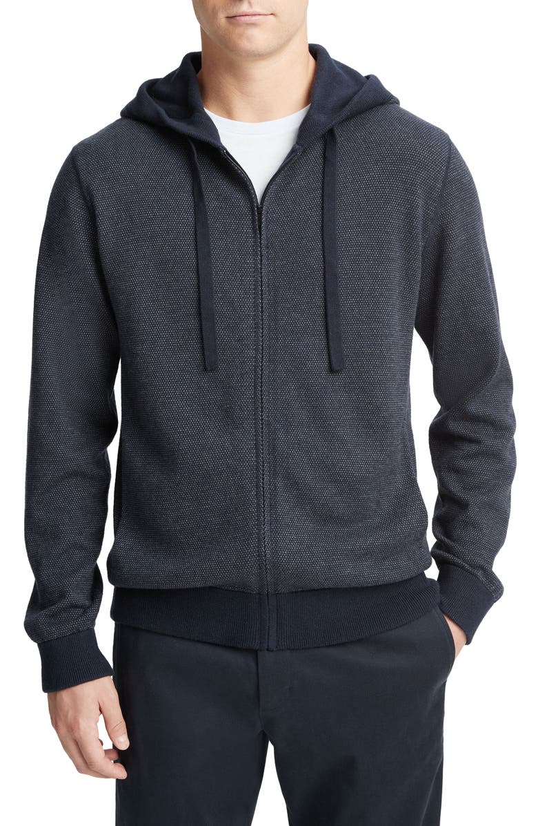 Vince Bird's Eye Wool Blend Zip Hoodie, Main, color, 