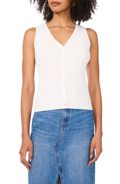売れ筋商品|||ヴィンスカムート カットソー トップス レディース Women's Cowlneck Contrast-Trim Sleeeveless Top New Ivory Vince camuto sleeveless v neck top + FREE SHIPPING | Zappos