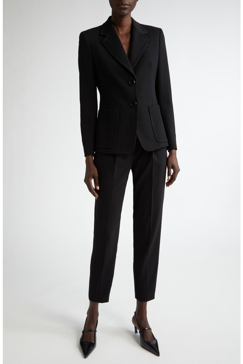Virgin Wool Tricotine Blazer, Alternate, color, BLACK