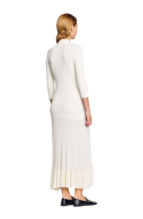 Sandro Knit Maxi Dress In Ecru