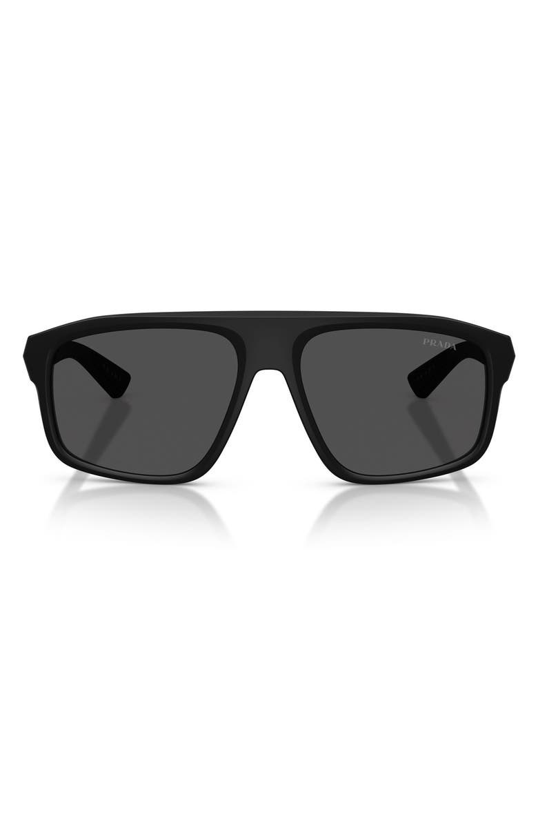 Prada Linea Rossa 59mm Shield Sunglasses, Main, color, Matte Black / Dark Grey