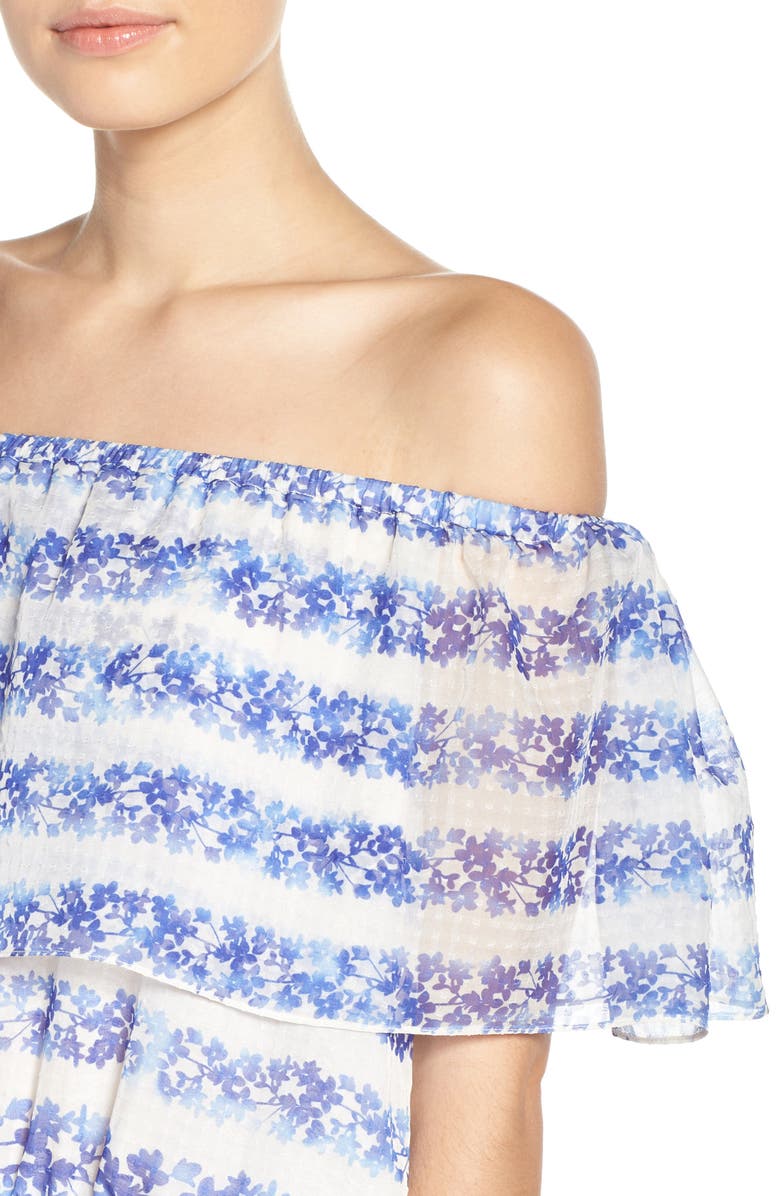 Eliza J Blouson Maxi Dress, Alternate, color, Ivory/ Blue