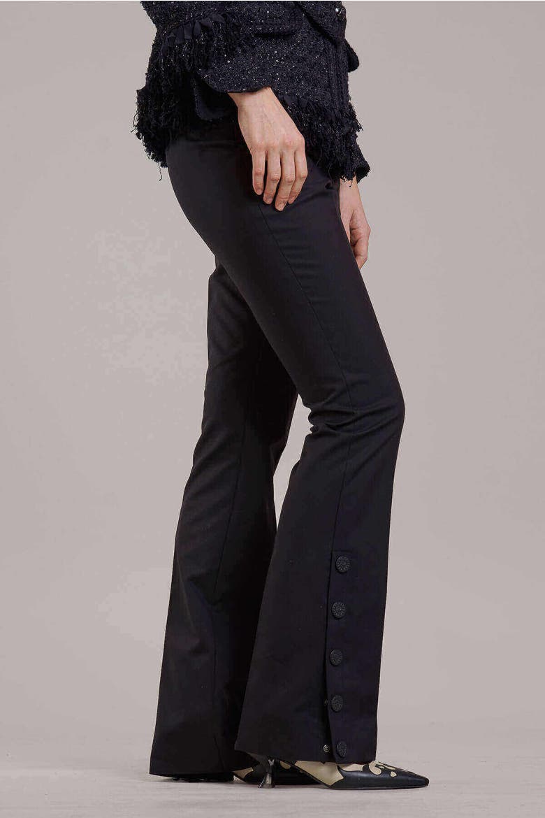 Stretch Trousers With Button Details, Main, color, Black