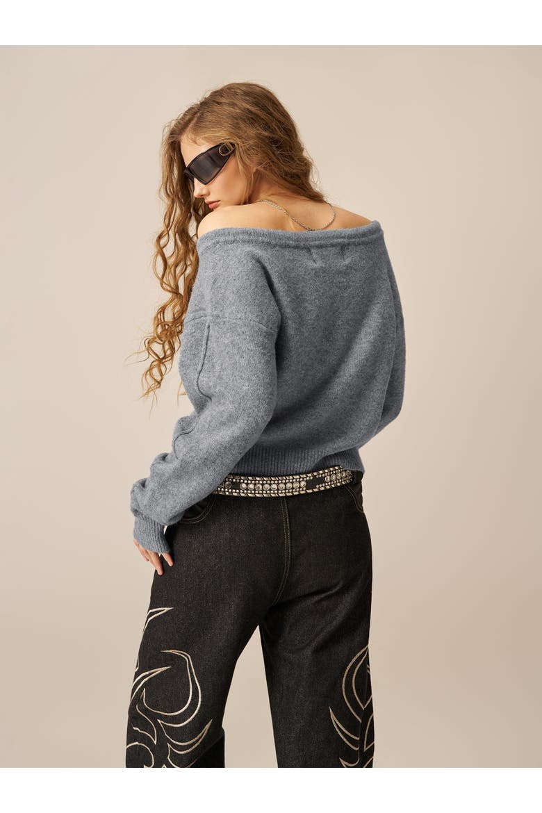 Off-the Shoulder Cardigan, Main, color, Grey
