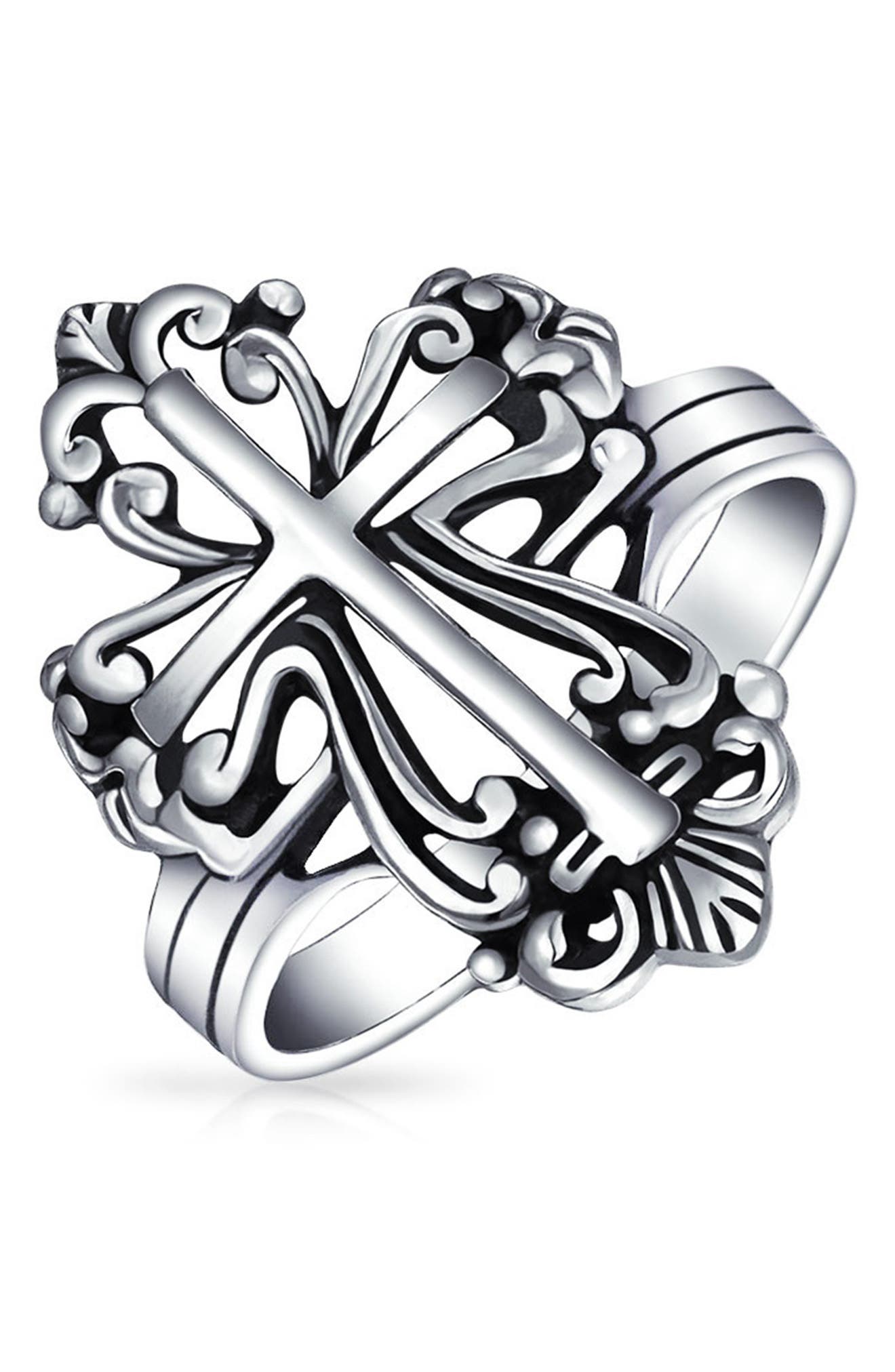 BLING JEWELRY Christian Religious Fleur Ring
