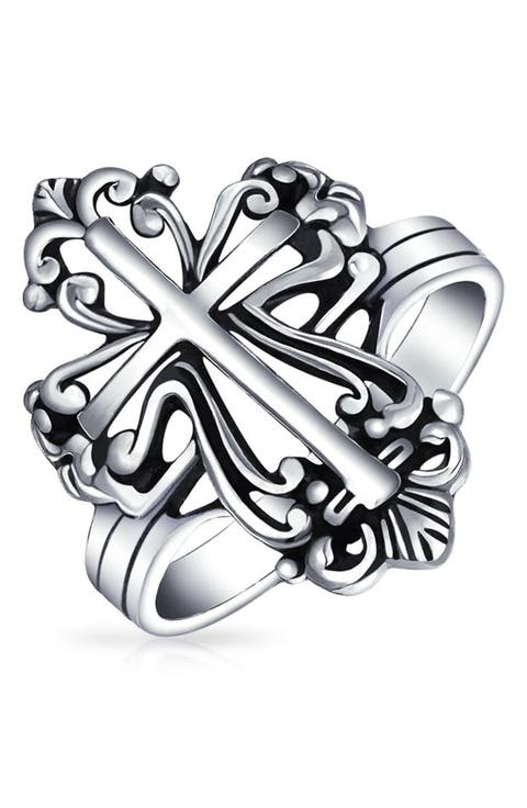 Christian Religious Fleur Ring