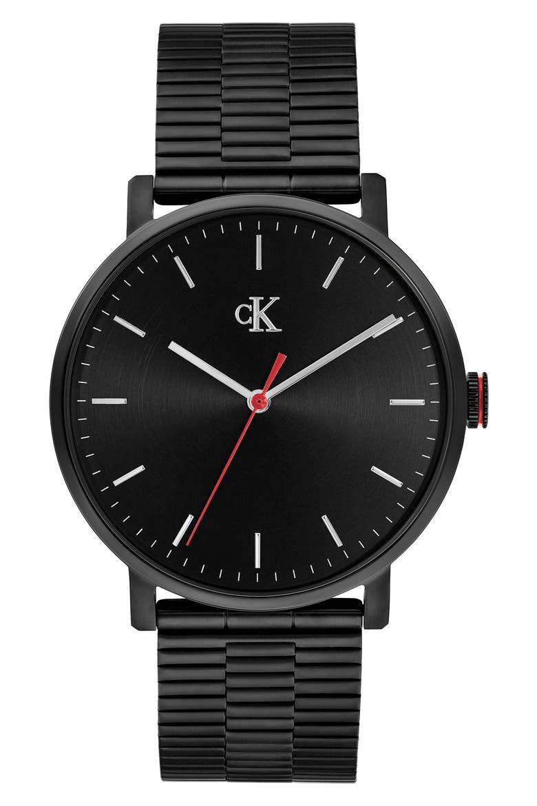 CK Real Mesh Strap Watch, 40mm, Main, color, BLACK