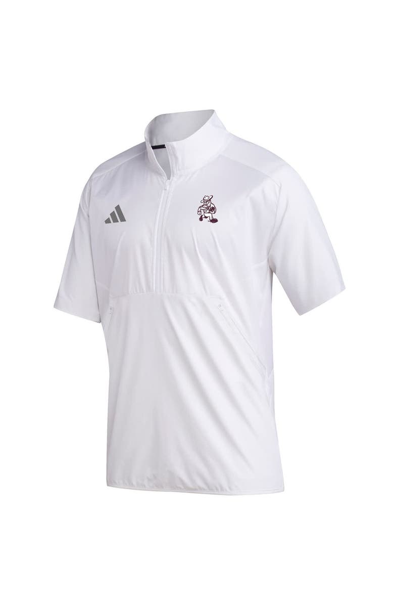 adidas Men's adidas White Texas A&M Aggies Ol' Sarge Sideline Short Sleeve Quarter-Zip Pullover Top, Alternate, color, White
