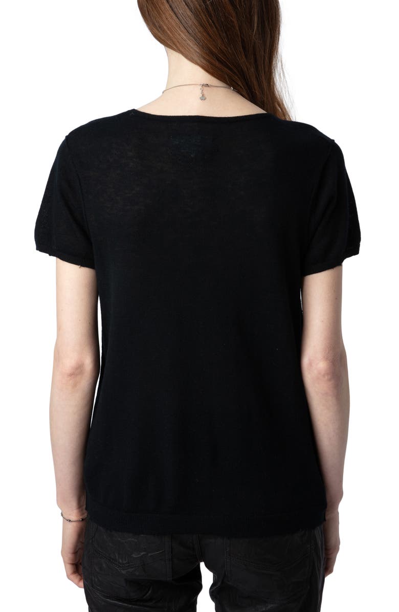 Zadig & Voltaire Celsey Short Sleeve Cashmere Sweater, Alternate, color, 