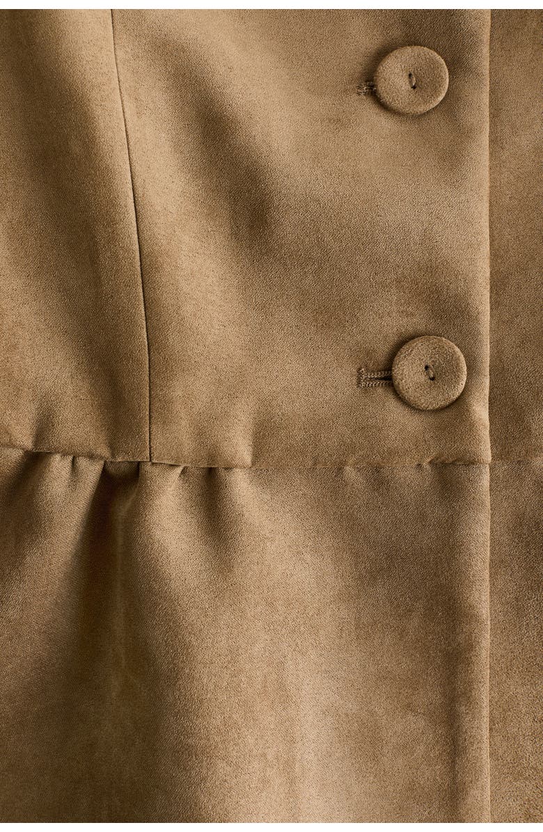 H&M Collarless Peplum Jacket, Alternate, color, Dark Beige