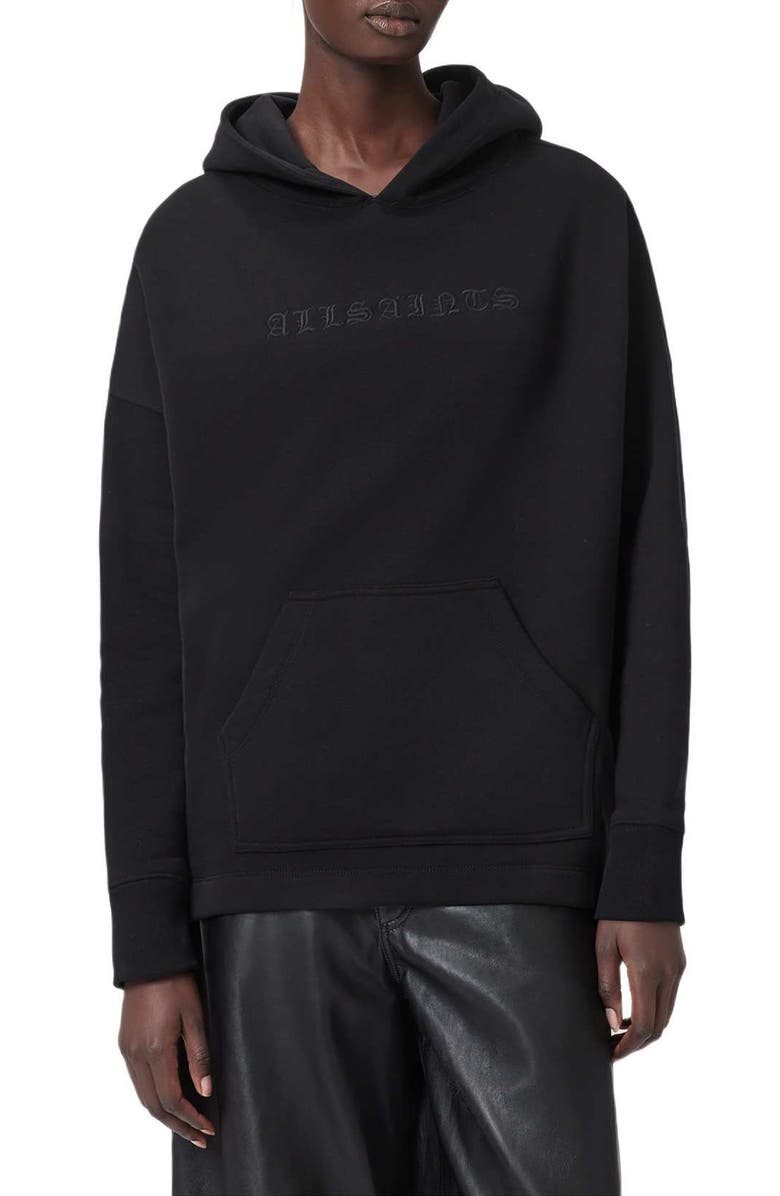 AllSaints Vision Etie Cotton Blend Hoodie, Main, color, Black