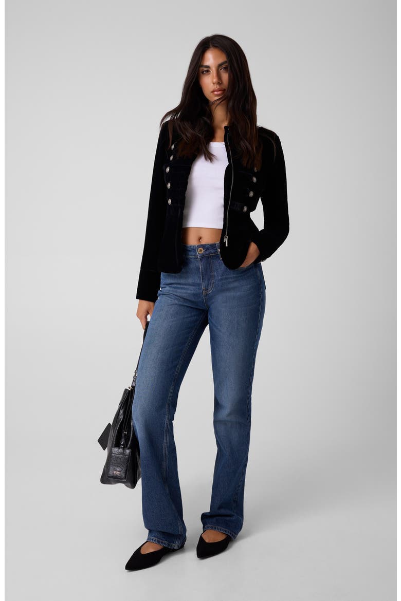 Elena Velvet Band Jacket, Alternate, color, JBLACK-BLACK