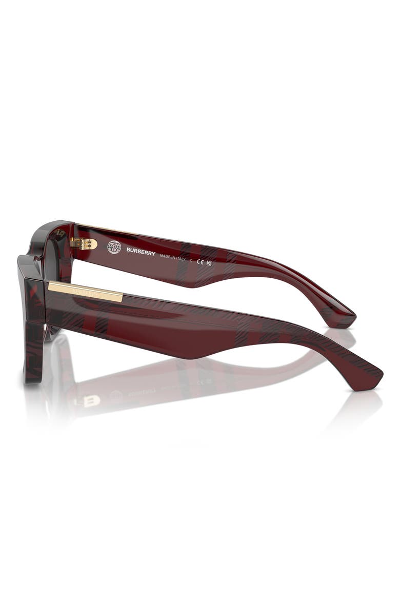Burberry Elevated Check 52mm Square Sunglasses, Alternate, color, Red