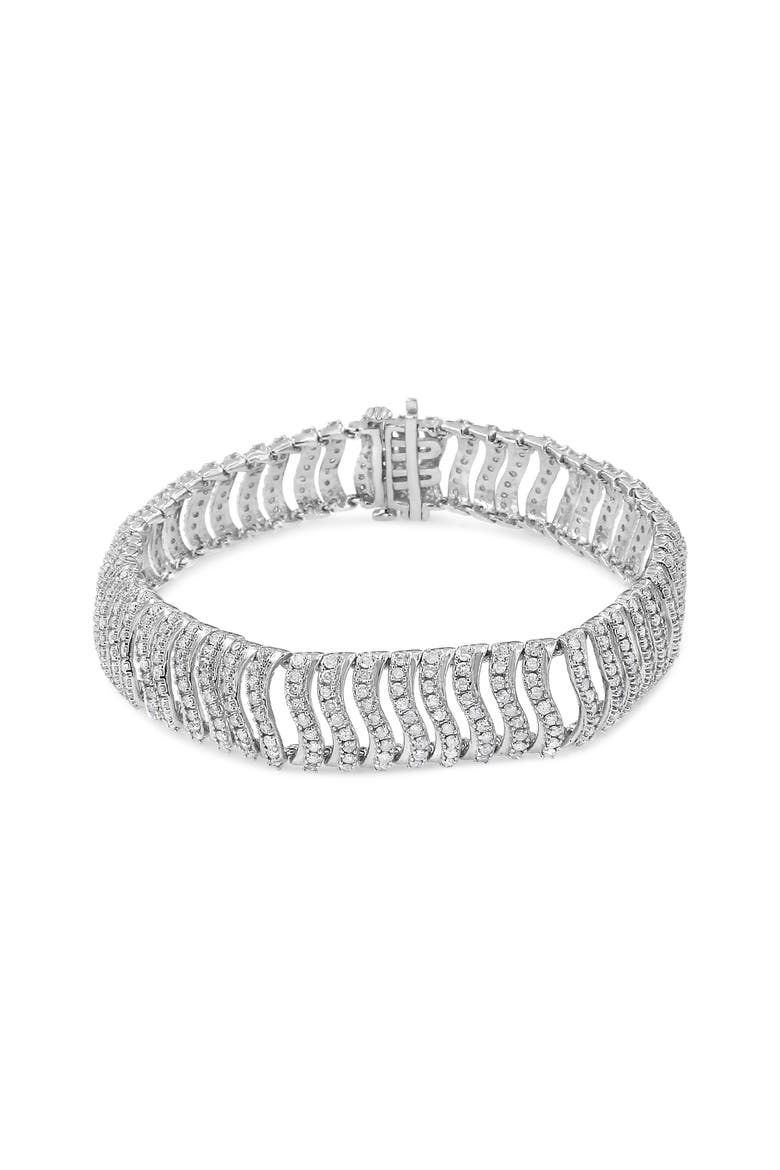 Silver 5.00 Cttw Round-Cut Diamond "S" Link Bracelet, Main, color, White