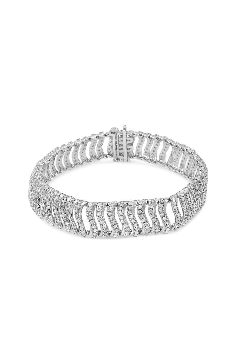 Haus of Brilliance Silver 5.00 Cttw Round-Cut Diamond "S" Link Bracelet, Main, color, White