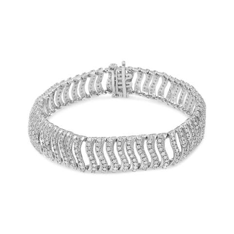 Silver 5.00 Cttw Round-Cut Diamond "S" Link Bracelet