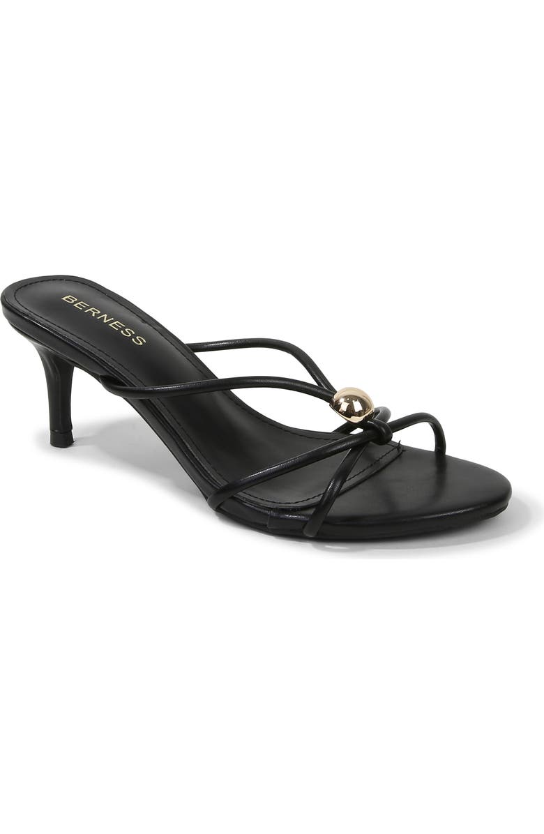 BERNESS <p>Fifi Strappy Heeled Thong Sandal (Women)</p>, Main, color, Black