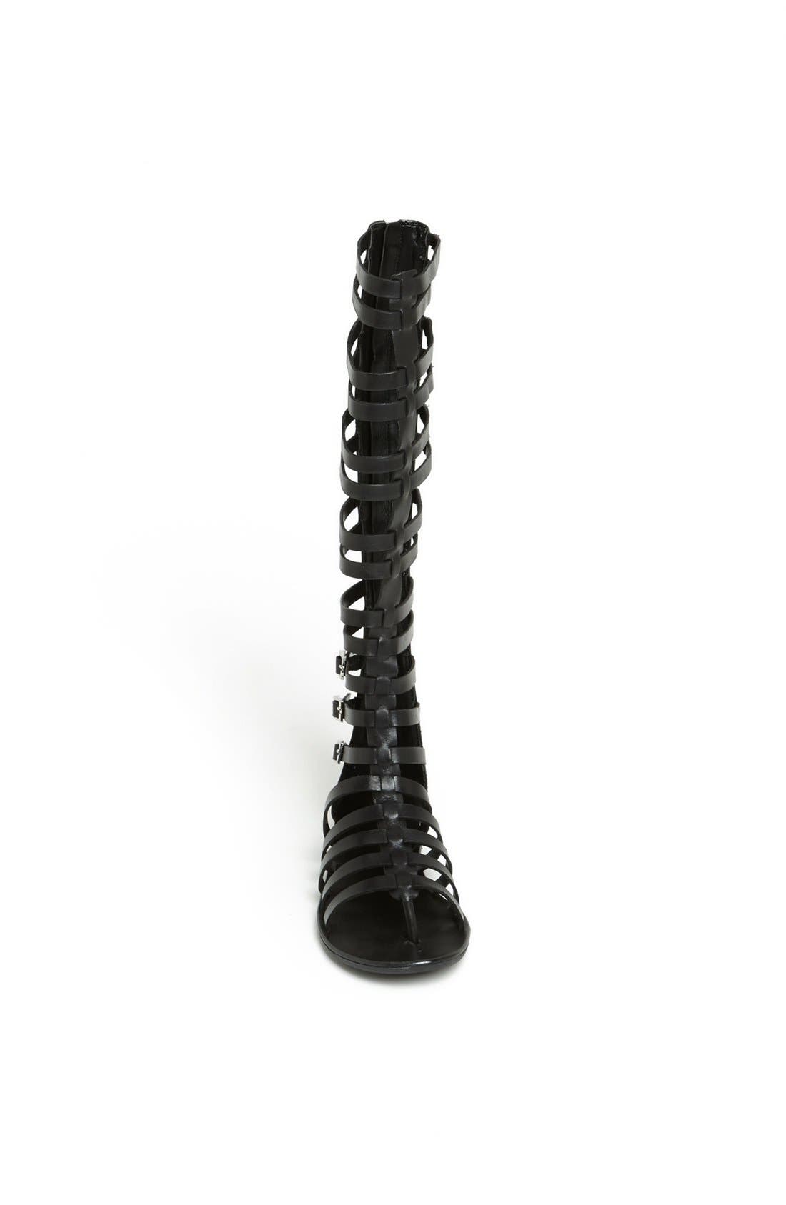 'Jamon' Knee High Gladiator Sandal, Alternate, color, BLACK