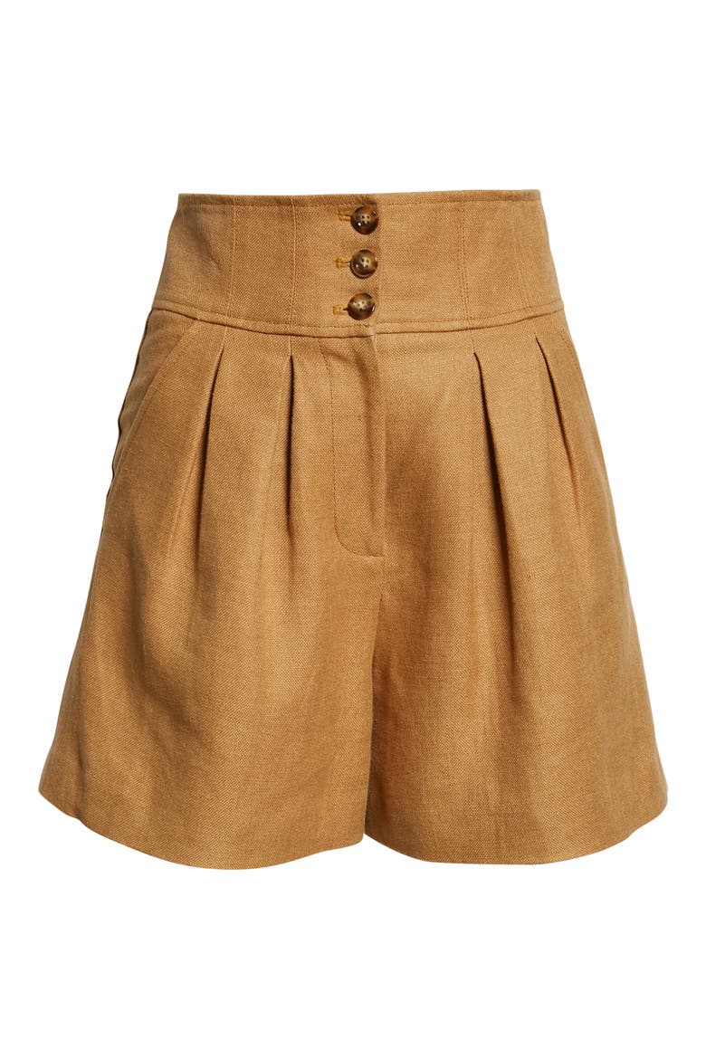 Alicia Linen Shorts, Alternate, color, CAMEL
