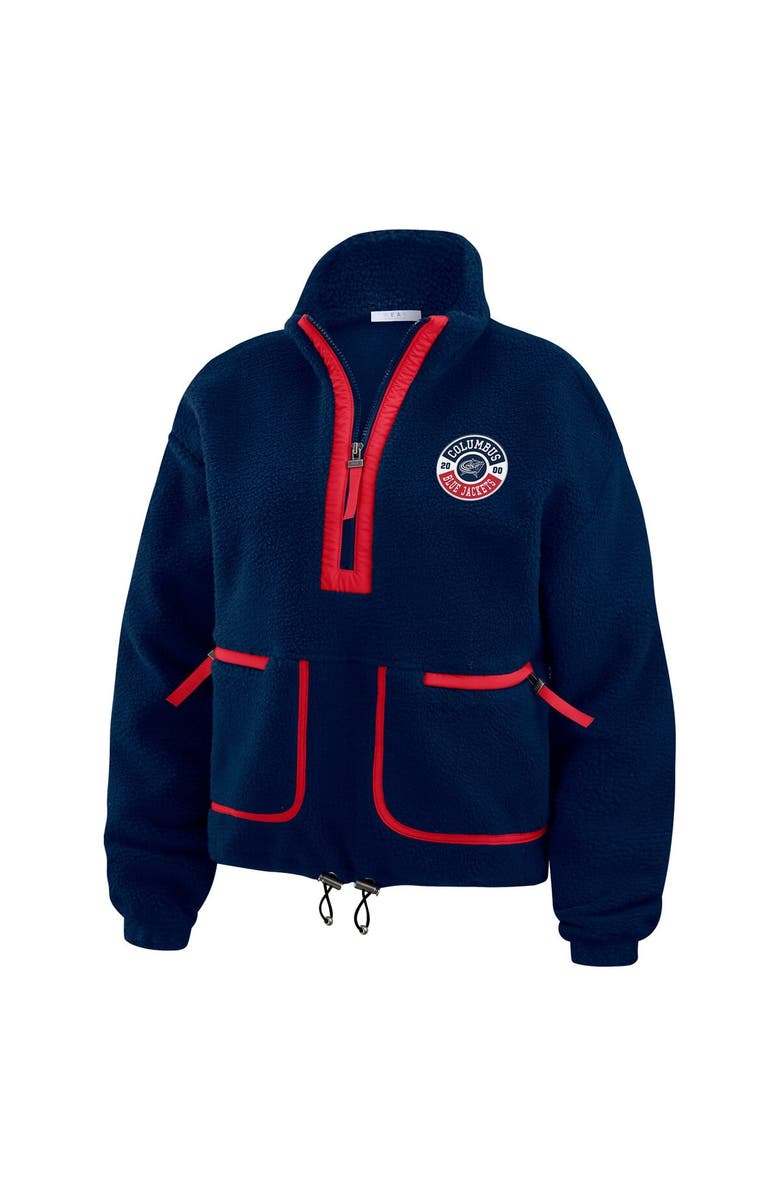 WEAR by Erin Andrews Women's WEAR by Erin Andrews Navy Columbus Blue Jackets Polar Fleece Half-Zip Jacket, Alternate, color,