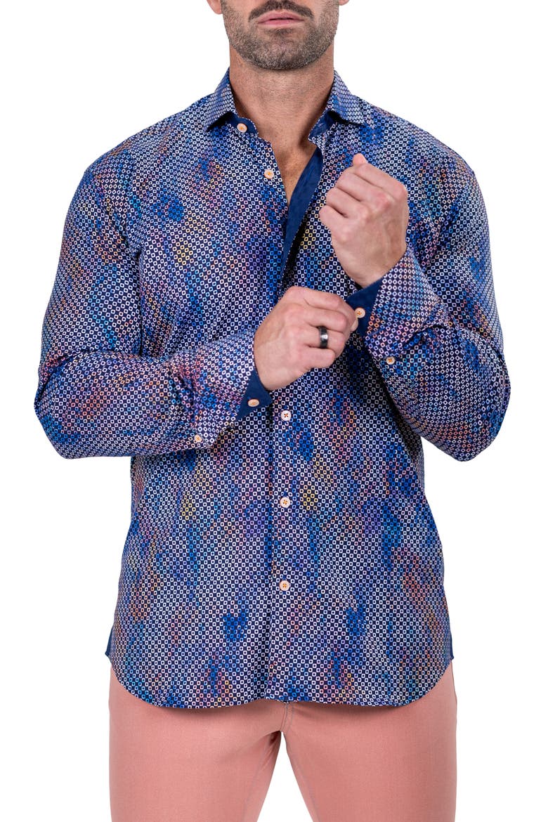 Einstein Marthyr0235 Blue Button-Up Shirt, Alternate, color, BLUE