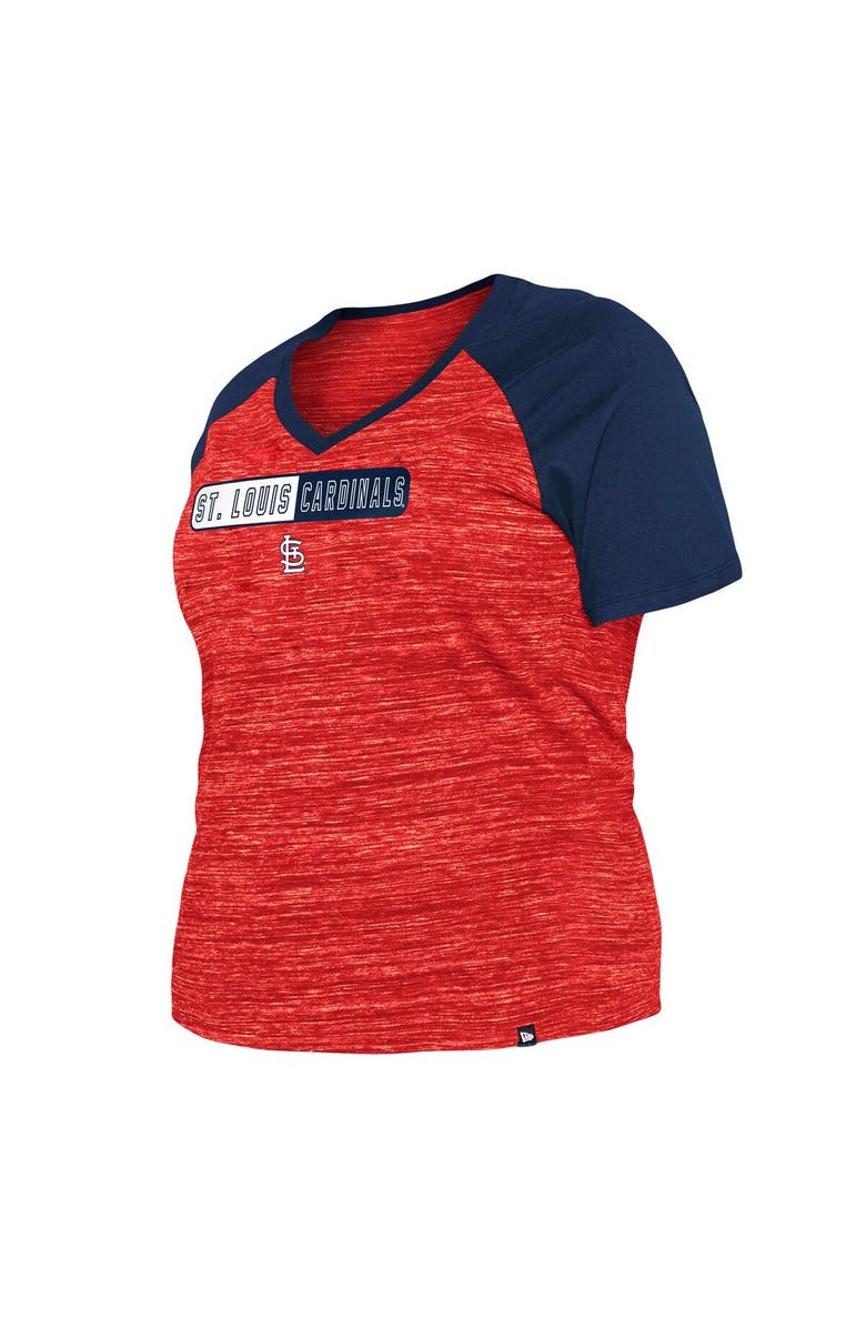 New Era Women's New Era Red St. Louis Cardinals Plus Size Space Dye Raglan V-Neck T-Shirt, Alternate, color, Red