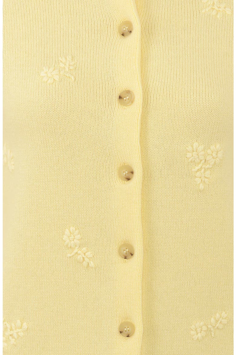 Poppie Embroidered Wool & Cashmere Cardigan, Alternate, color, LEMON