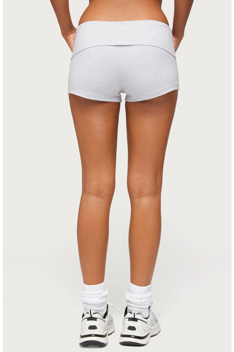 Marleaux Foldover Stretch Cotton Shorts, Alternate, color, LIGHT-GRAY-MELANGE