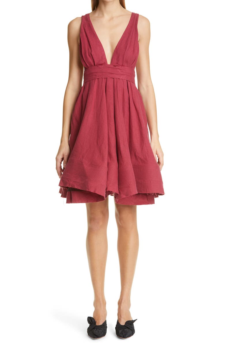 Brock Collection Quesyn Bow Linen Minidress, Main, color,