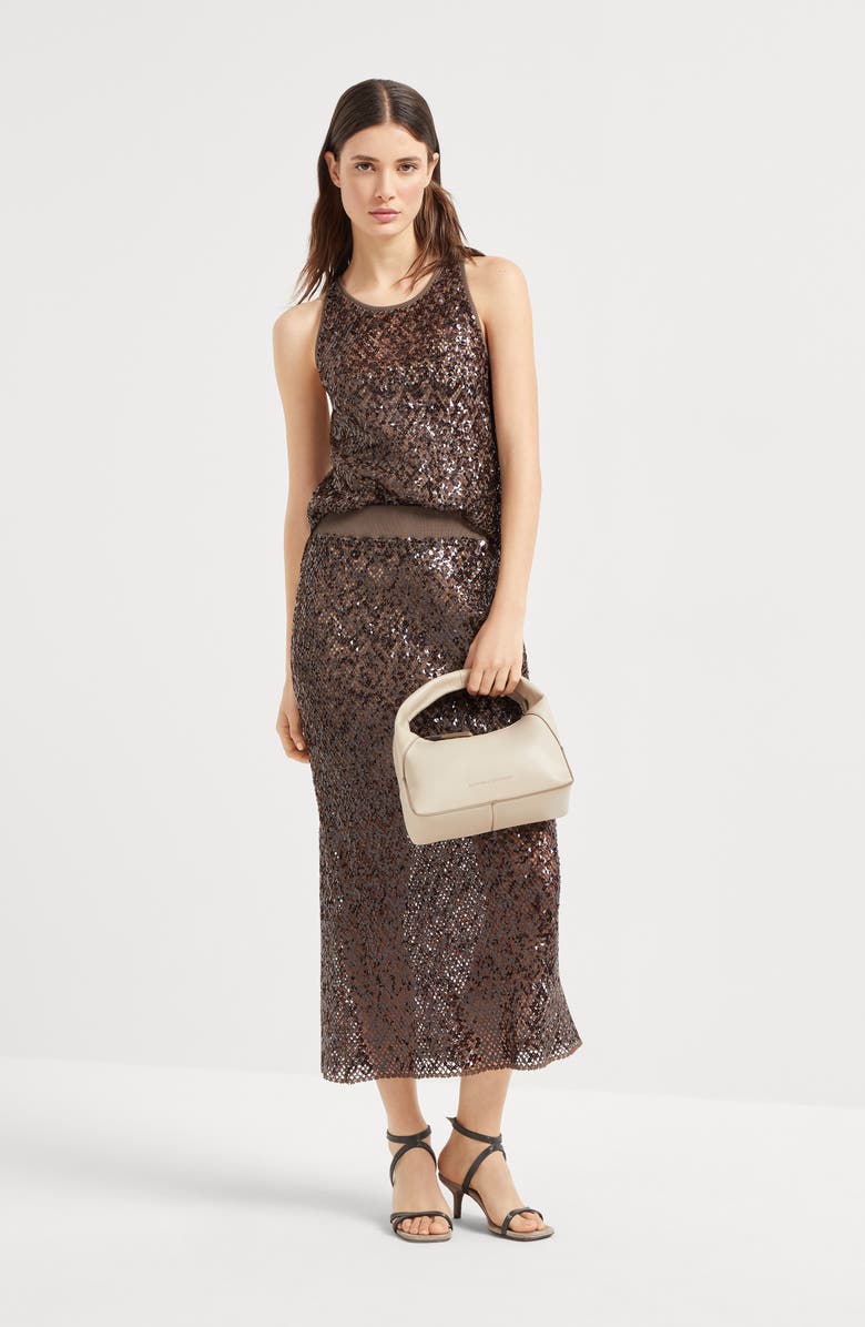 Brunello Cucinelli Dazzling Net Embroidery top, Alternate, color, 