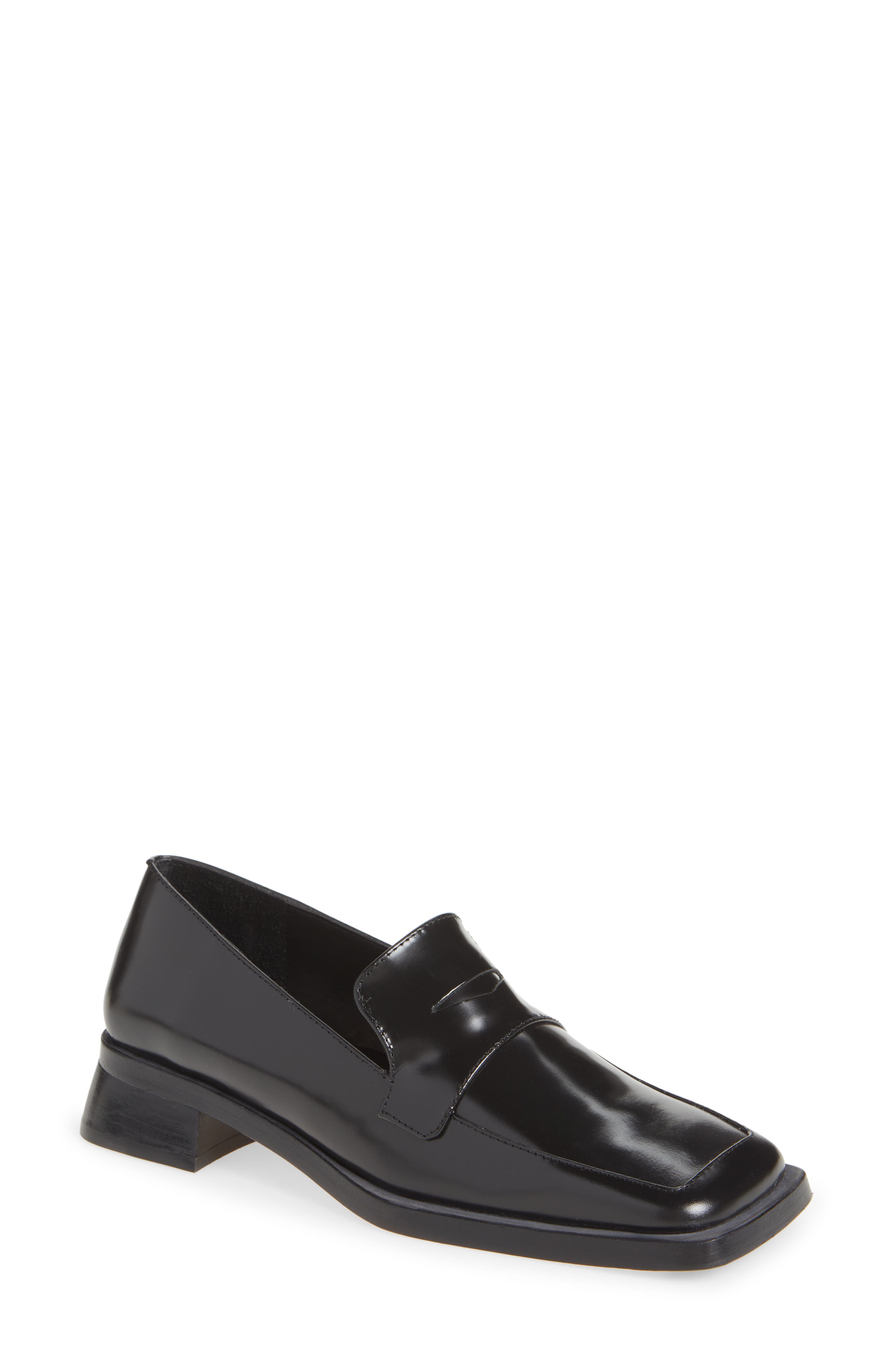 Block Heel Penny Loafer, Main, color, BLACK PATENT