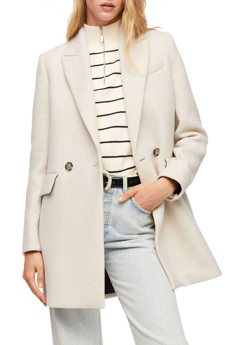 Double Breasted Coat, Main, color, LIGHT/ PASTEL GREY