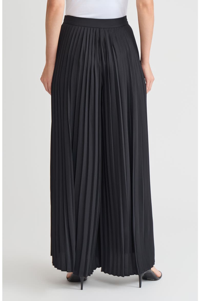 Pleated Palazzo Crepe de Chine Flared Pant, Alternate, color, Black