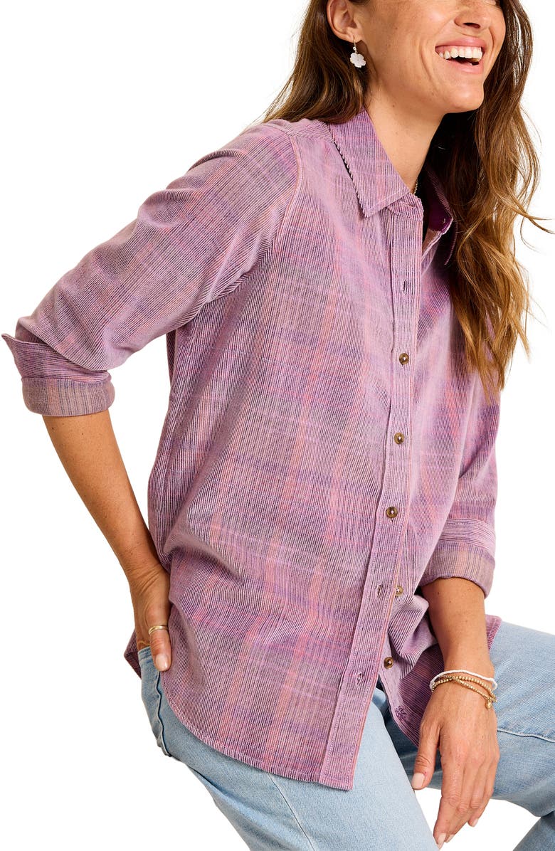 Tommy Bahama Beachfront Stretch Cotton Corduroy Button-Up Shirt, Alternate, color, Dark Reserve