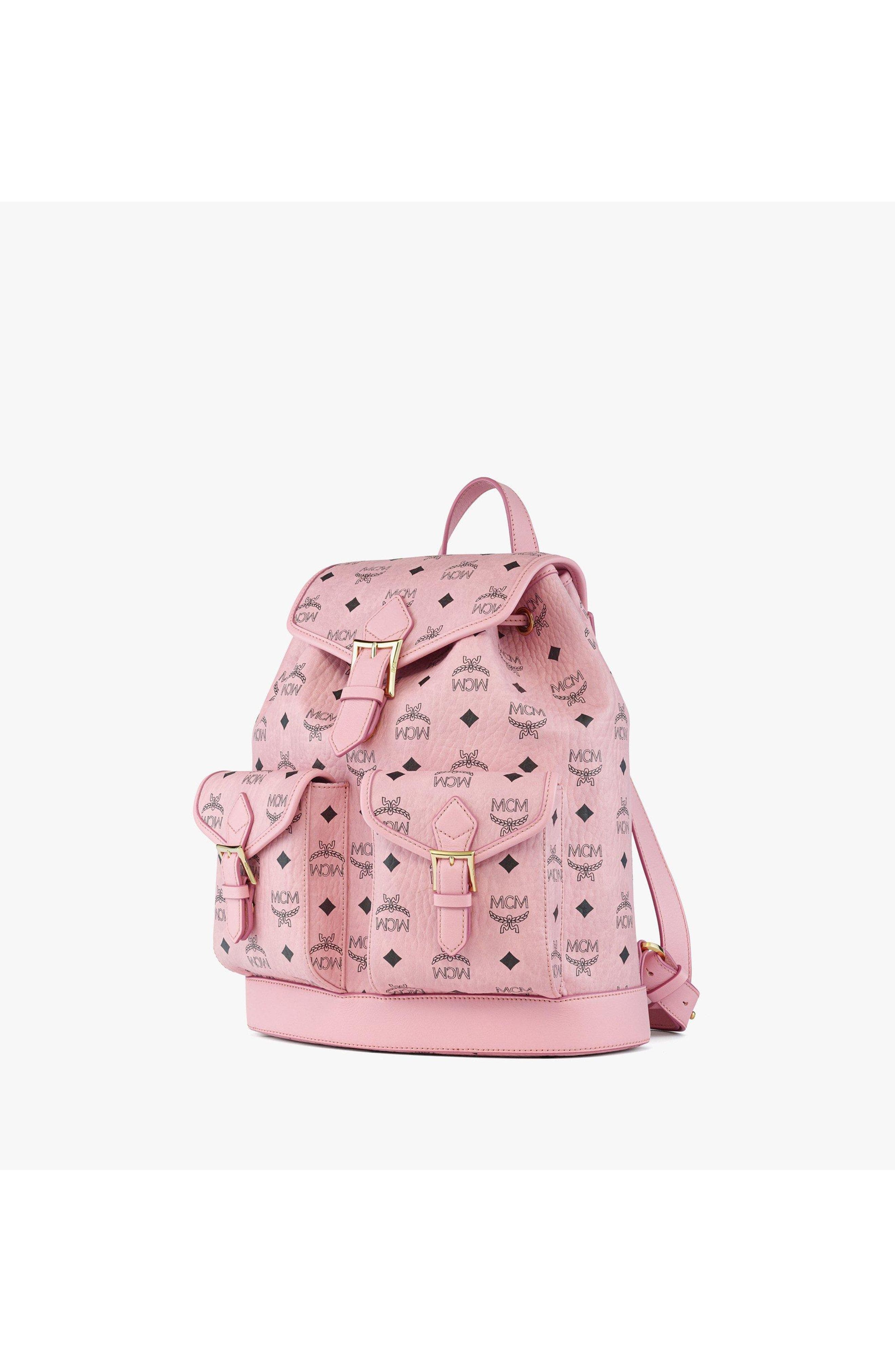 Small Aren Drawstring Backpack in Visetos, Alternate, color, Soft Pink