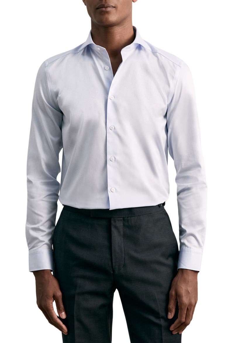 Remote Slim Fit Cotton Button-Up Shirt, Main, color, MID BLUE