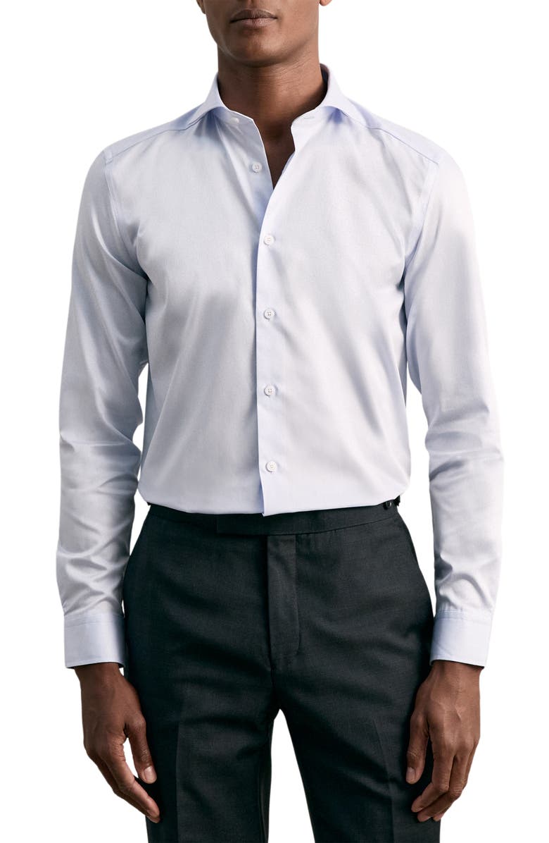 Reiss Remote Slim Fit Cotton Button-Up Shirt, Main, color, Mid Blue