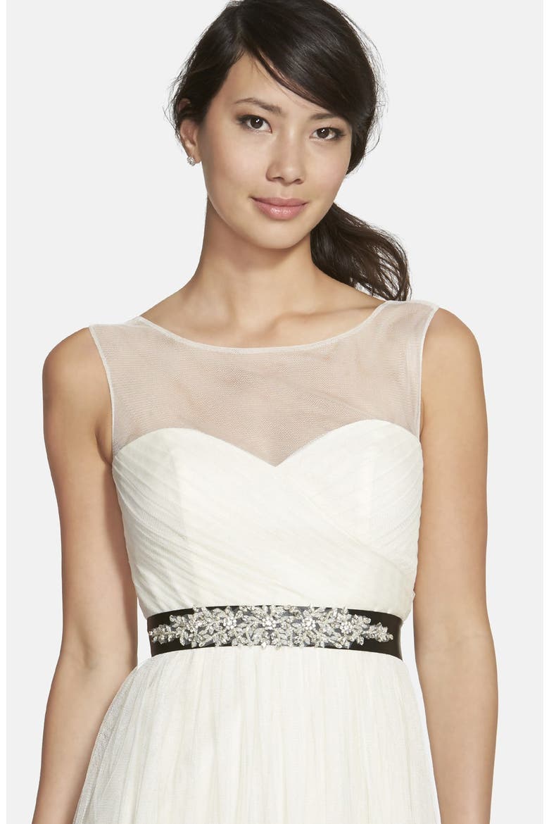 'Justine' Ornate Crystal Sash, Main, color, BLACK