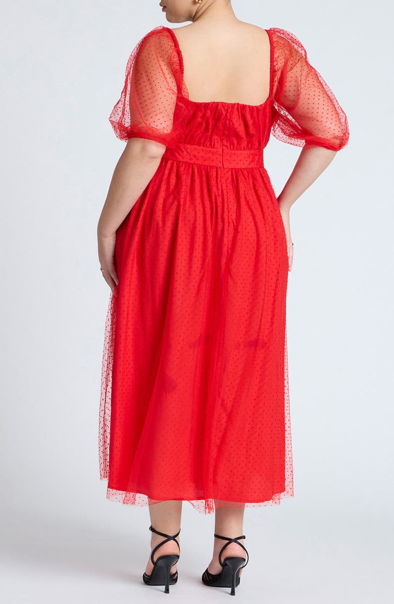 ELOQUII Puff Sleeve Tulle A-Line Dress, Alternate, color, 