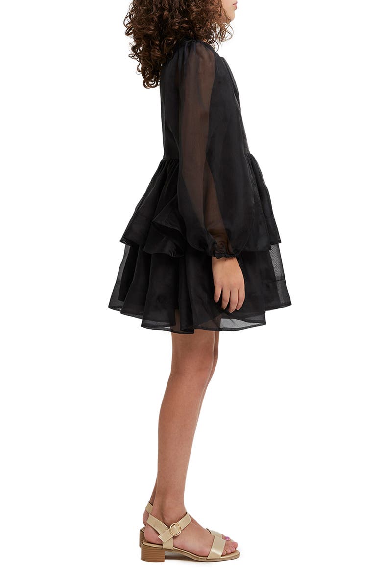 Bardot Junior Kids' Wednesday Long Sleeve Tiered Organza Party Dress, Alternate, color, 