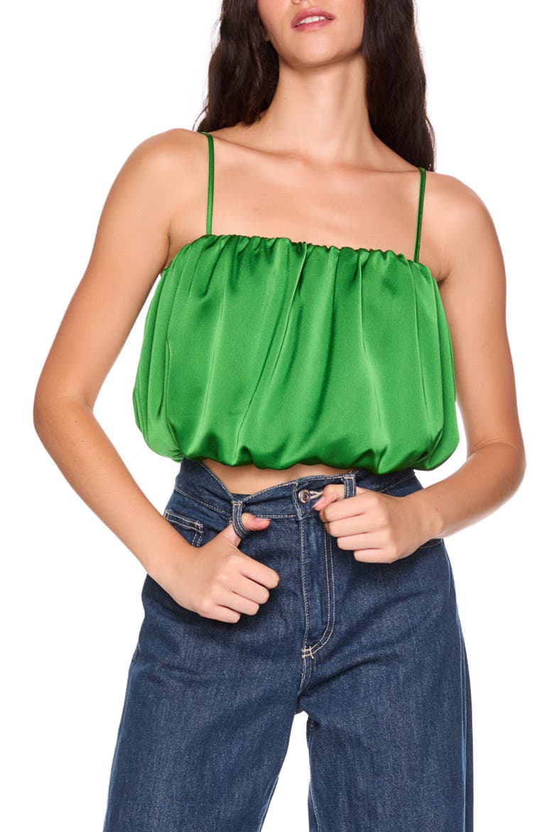 Bubble Crop Satin Camisole, Main, color, SHAMROCK