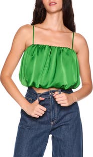 Susana Monaco Bubble Crop Satin Camisole