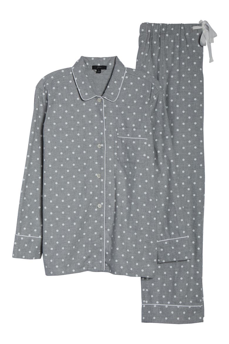 Flannel Pajamas (Nordstrom Exclusive), Alternate, color, SNOW DOT GREY IVORY
